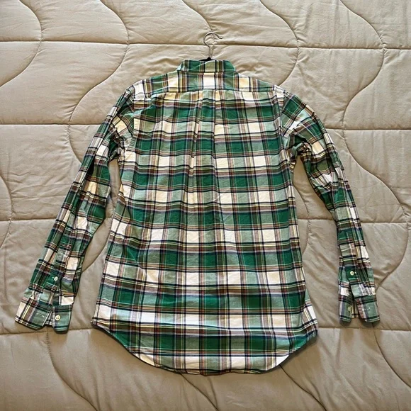 Men’s Long Sleeve Green Plaid Ralph Lauren Button Down - Picture 2 of 3
